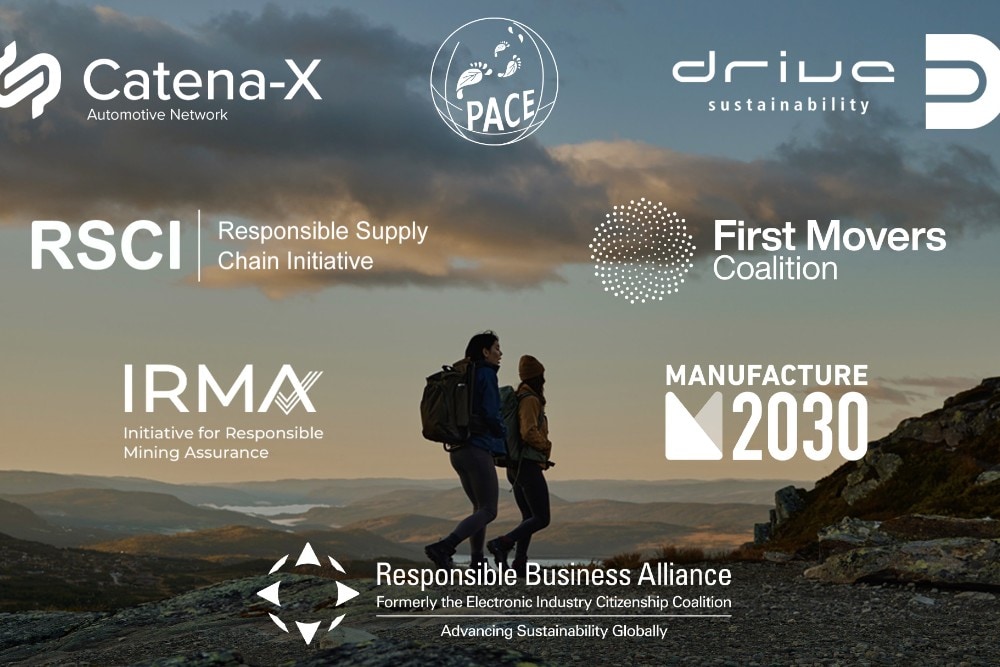 Graphique présentant les logos des partenariats de Ford, notamment Catena-X, Drive Sustainability, M2030 et Responsible Supply Chain Initiative.