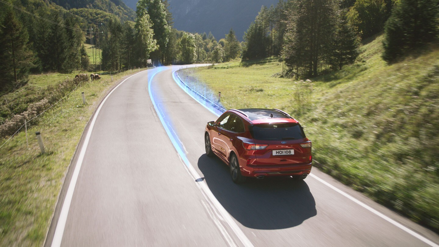 Ford Kuga demonstrating lane keeping system