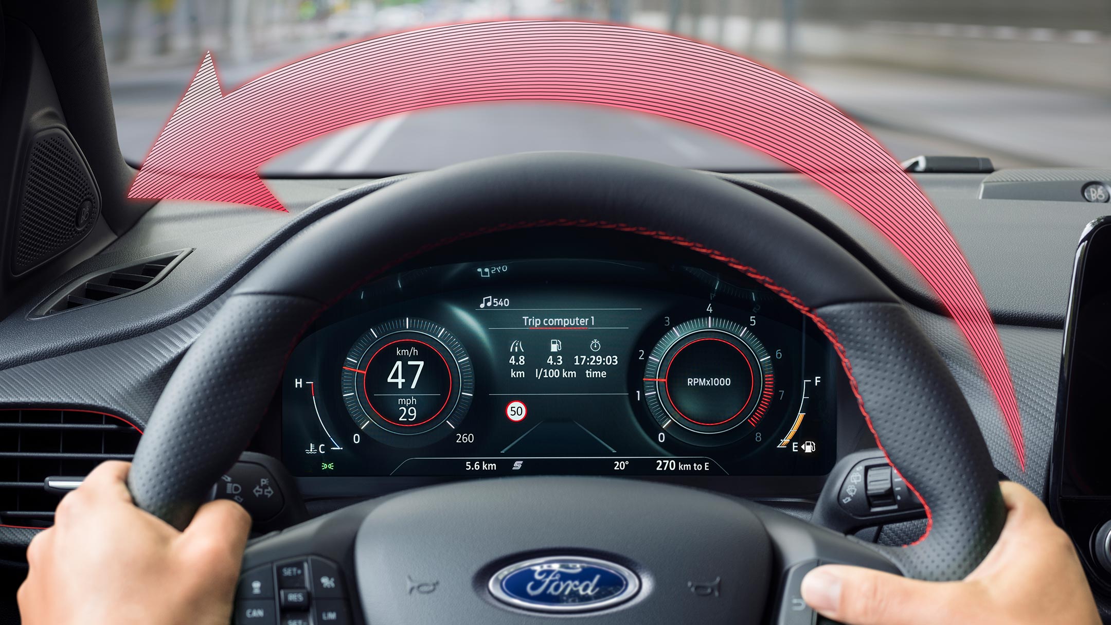 Ford Puma interior detail of dashboard