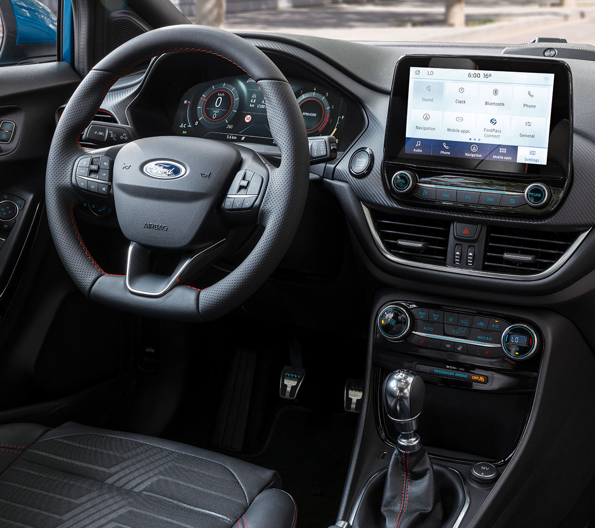 Ford Puma interior with steering wheel and SYNC 3