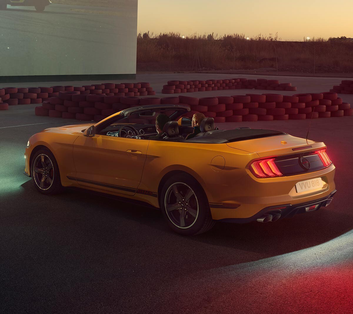 Ford Mustang California Edition parked at a drive-in cinema