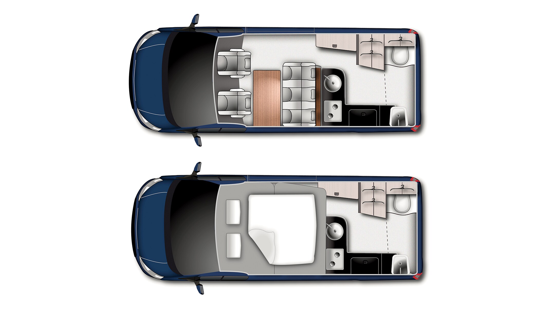New Transit Custom Nugget Plus interior floor plan graphic