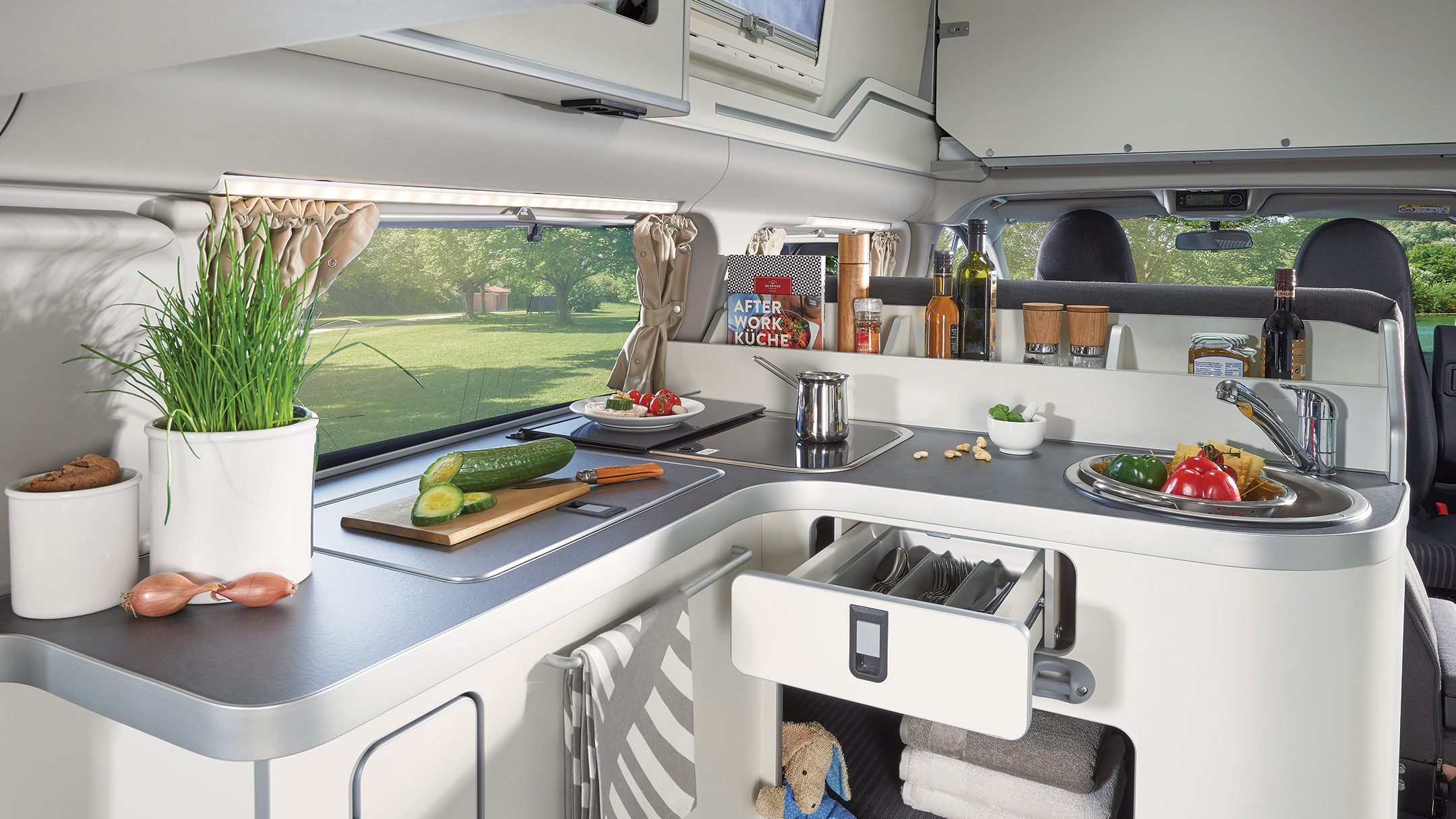 New Ford Transit Custom Nugget interior kitchen view