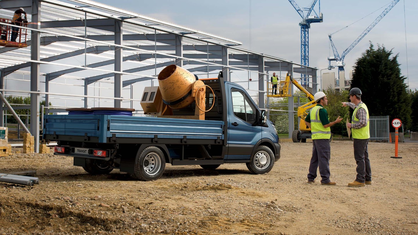 Ford Transit Chassis Cab parked in construction site