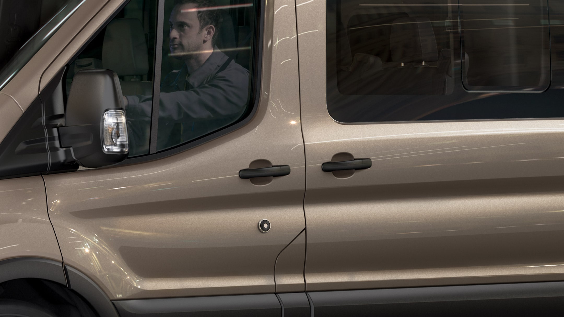 New Transit Van close up showing doors and locks