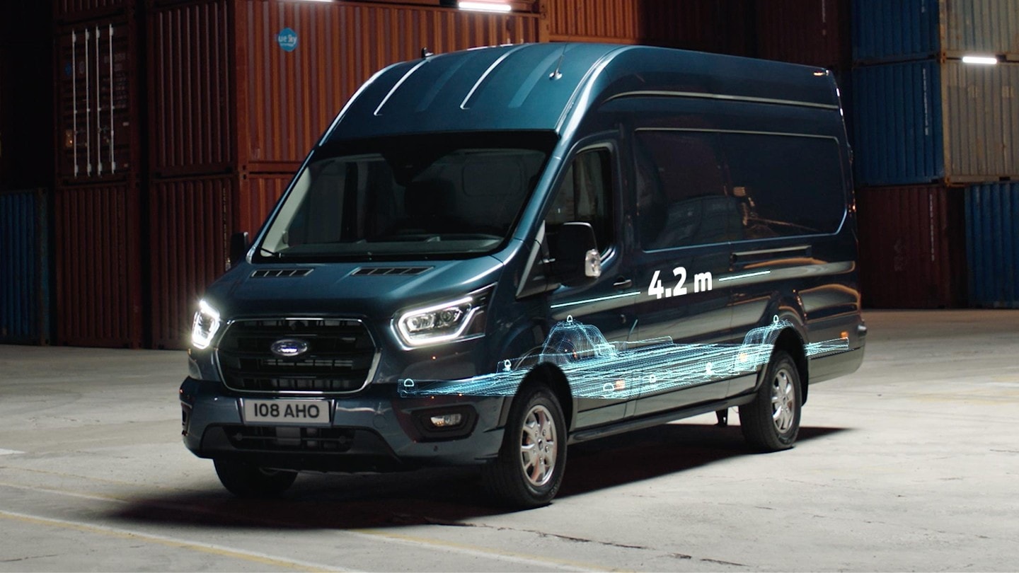 New Transit Van parked on concrete floor