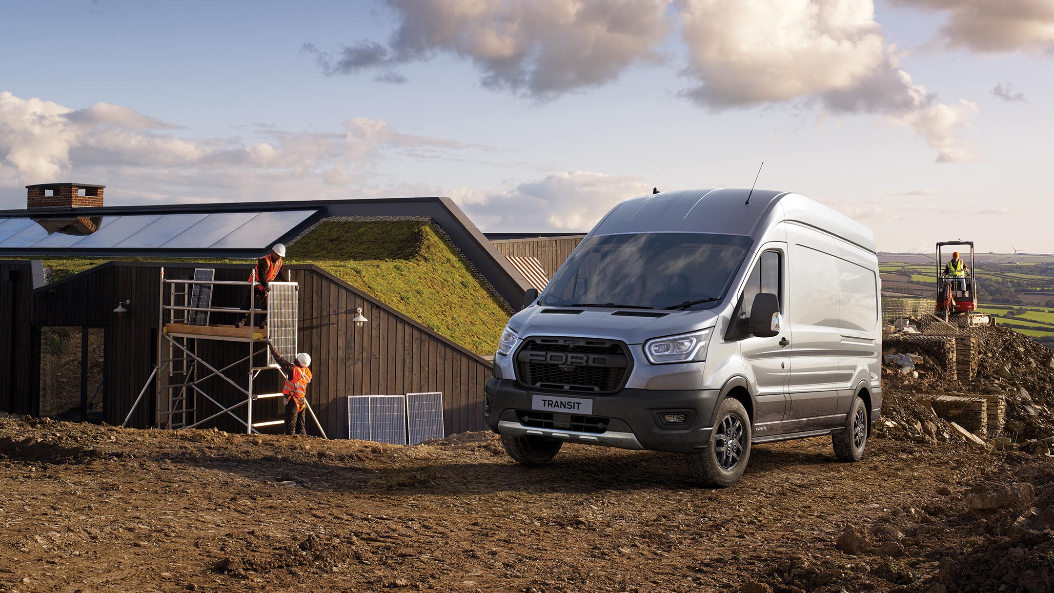 New Blue Ford Transit Van front view