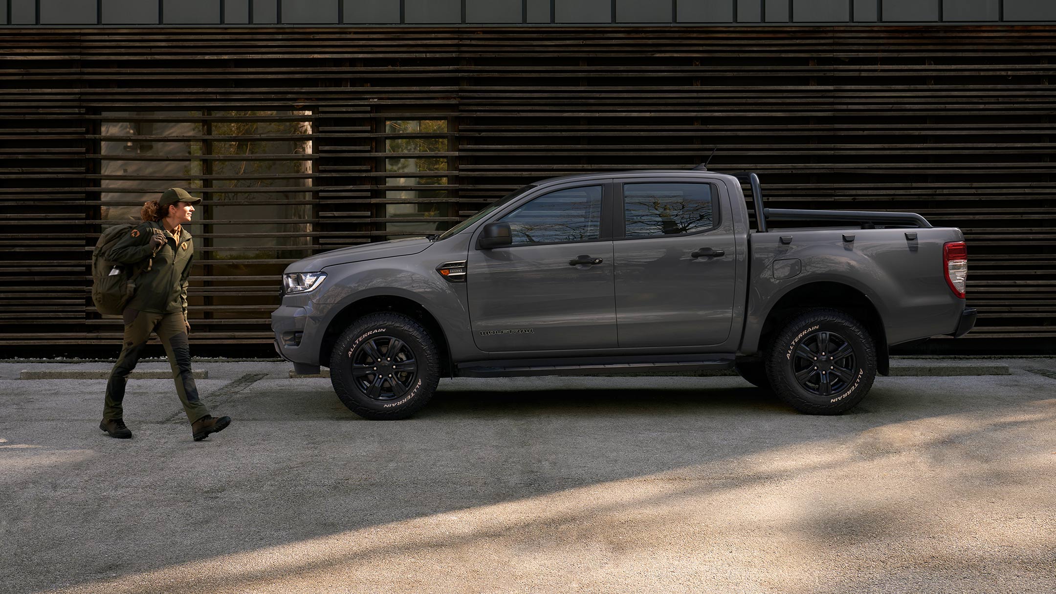 Ford Ranger Wolftrak Double Cab parked in front of a building