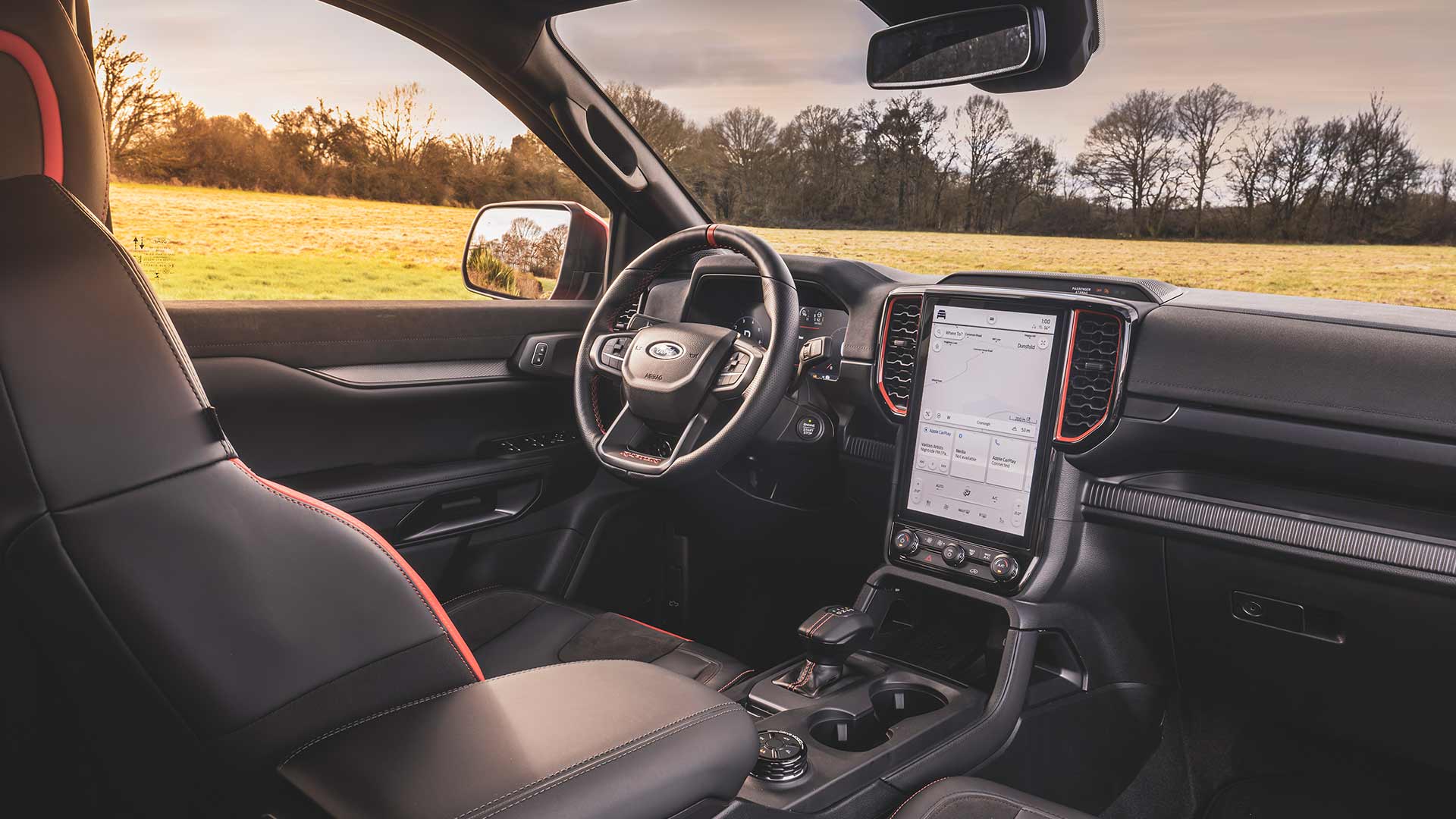 Intérieur du Ford Ranger Raptor, avec écran tactile de 12 pouces.
