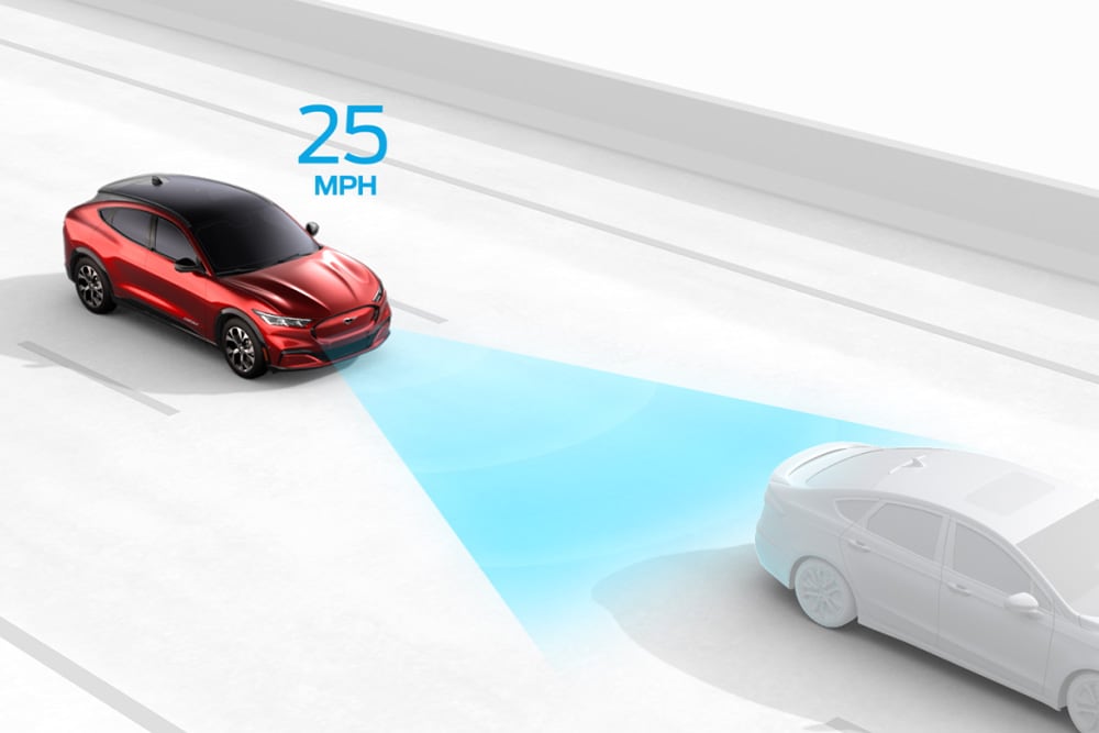 Illustration du système d’adaptation intelligente de la vitesse sur un véhicule Ford.