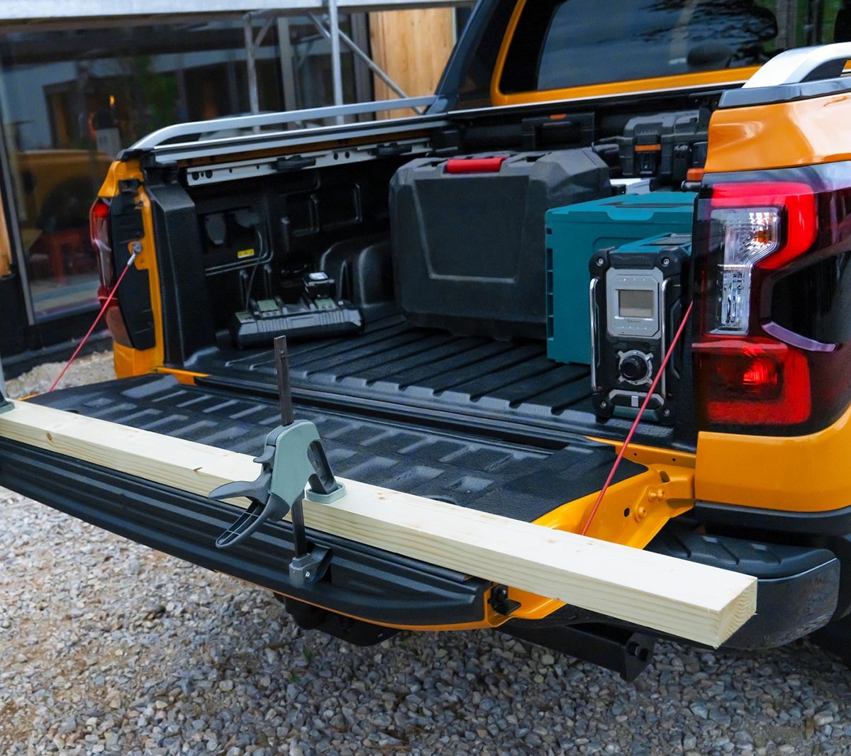 All-New Ford Ranger Wildtrak Tailgate workbench in use